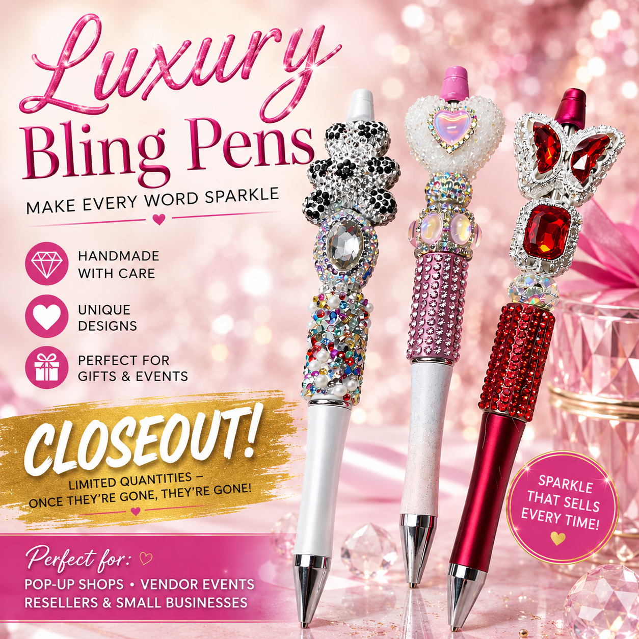 JEWELED PENS - CLOSEOUT ITEM