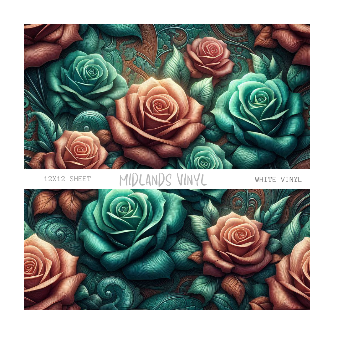 TEAL AND BROWN ROSES COLLECTION - ASSORTED PATTERNS