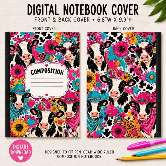 COW LOVE - DIGITAL NOTEBOOK COVERS