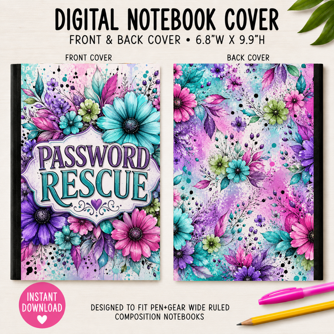 PASSWORD RESCUE - DIGITAL NOTEBOOK COVERS