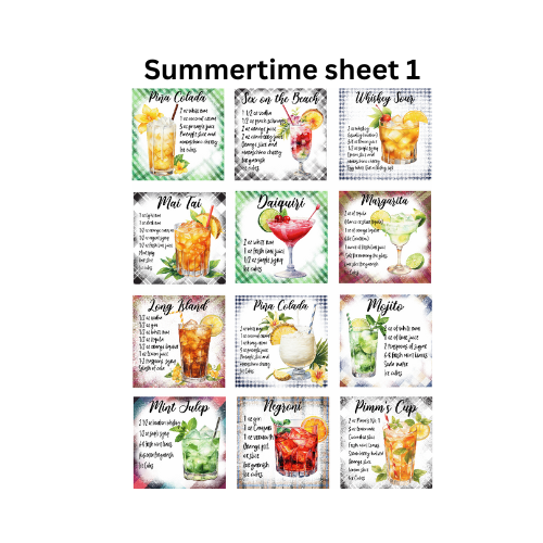 SUMMERTIME COCKTAIL RECIPES SQUARE COASTER BUNDLE