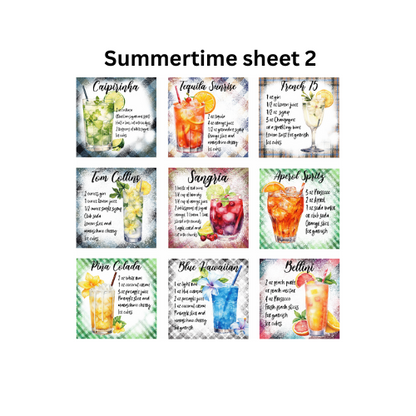 SUMMERTIME COCKTAIL RECIPES SQUARE COASTER BUNDLE