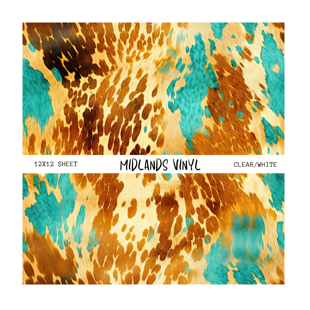 TEAL COWHIDE - ASSORTED PATTERNS