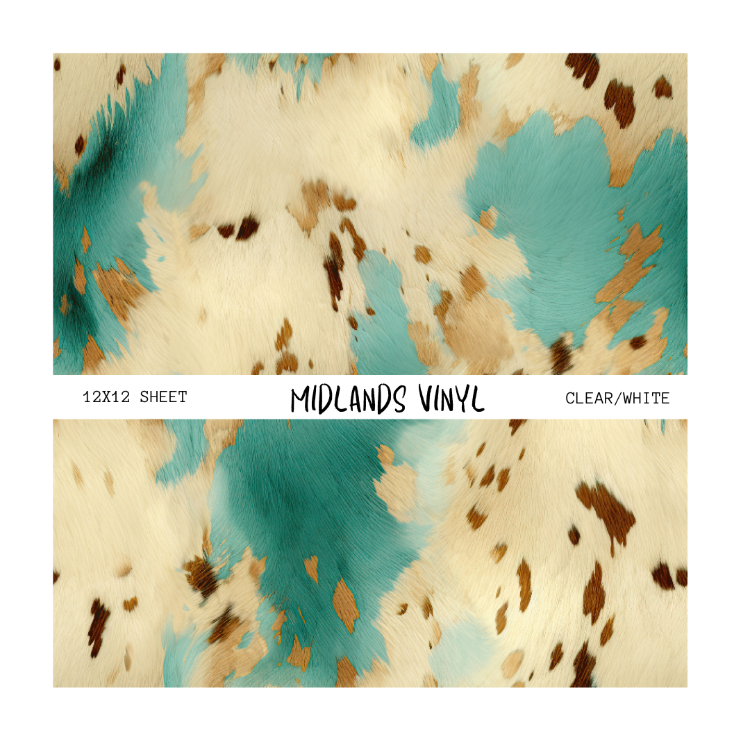 TEAL COWHIDE - ASSORTED PATTERNS