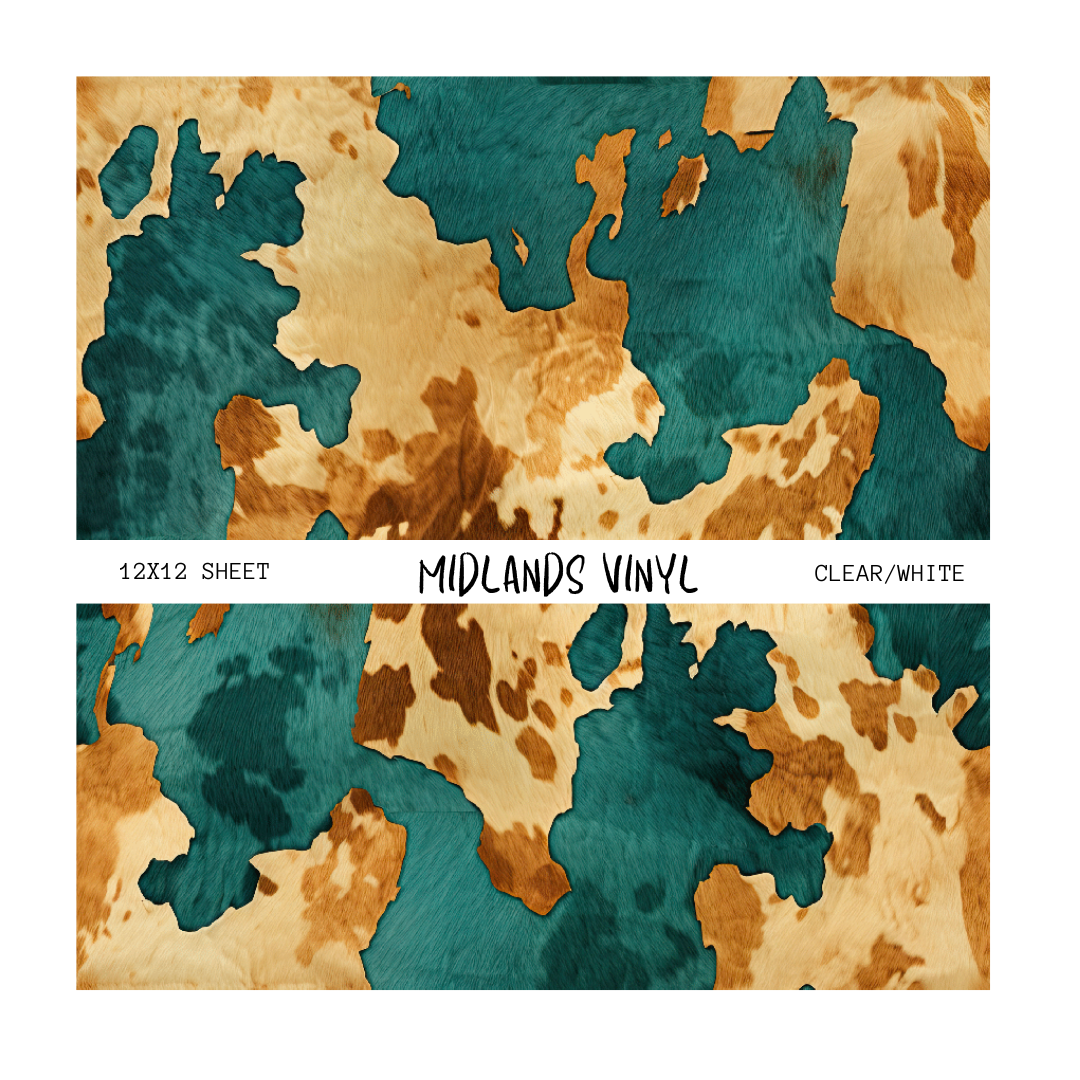 TEAL COWHIDE - ASSORTED PATTERNS