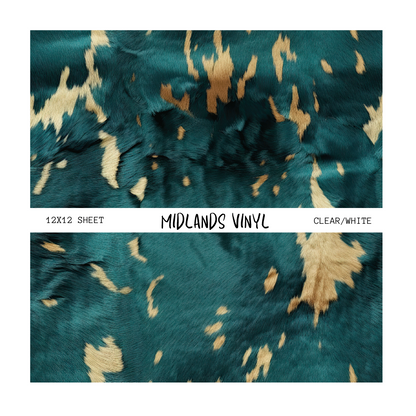 TEAL COWHIDE - ASSORTED PATTERNS