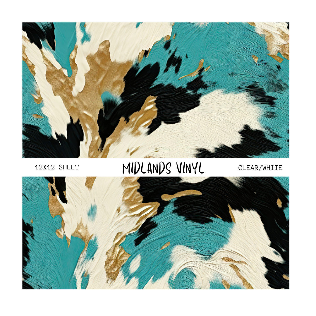 TEAL COWHIDE - ASSORTED PATTERNS