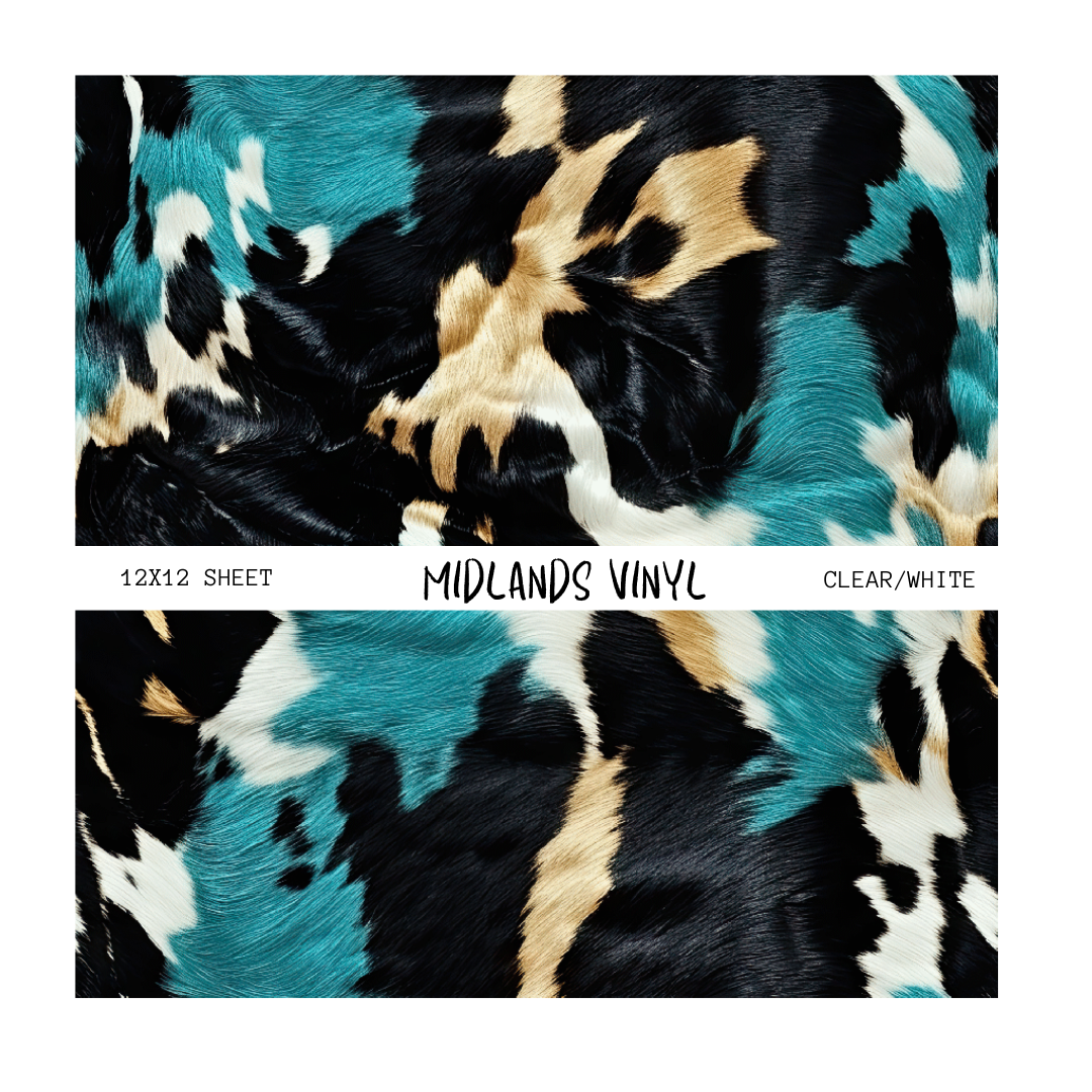 TEAL COWHIDE - ASSORTED PATTERNS