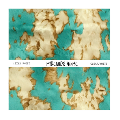 TEAL COWHIDE - ASSORTED PATTERNS