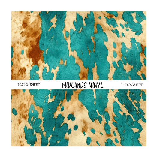 TEAL COWHIDE - ASSORTED PATTERNS