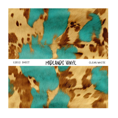 TEAL COWHIDE - ASSORTED PATTERNS