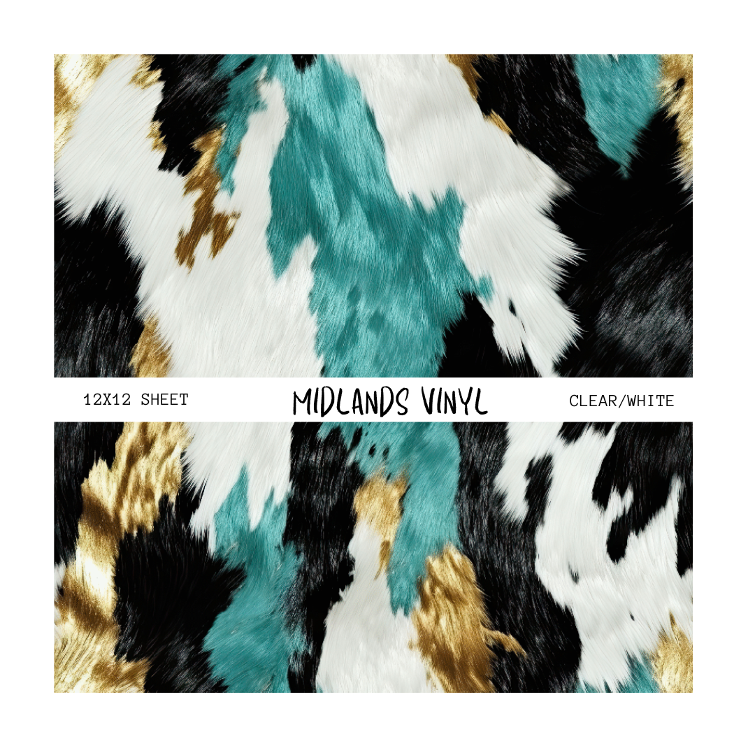 TEAL COWHIDE - ASSORTED PATTERNS