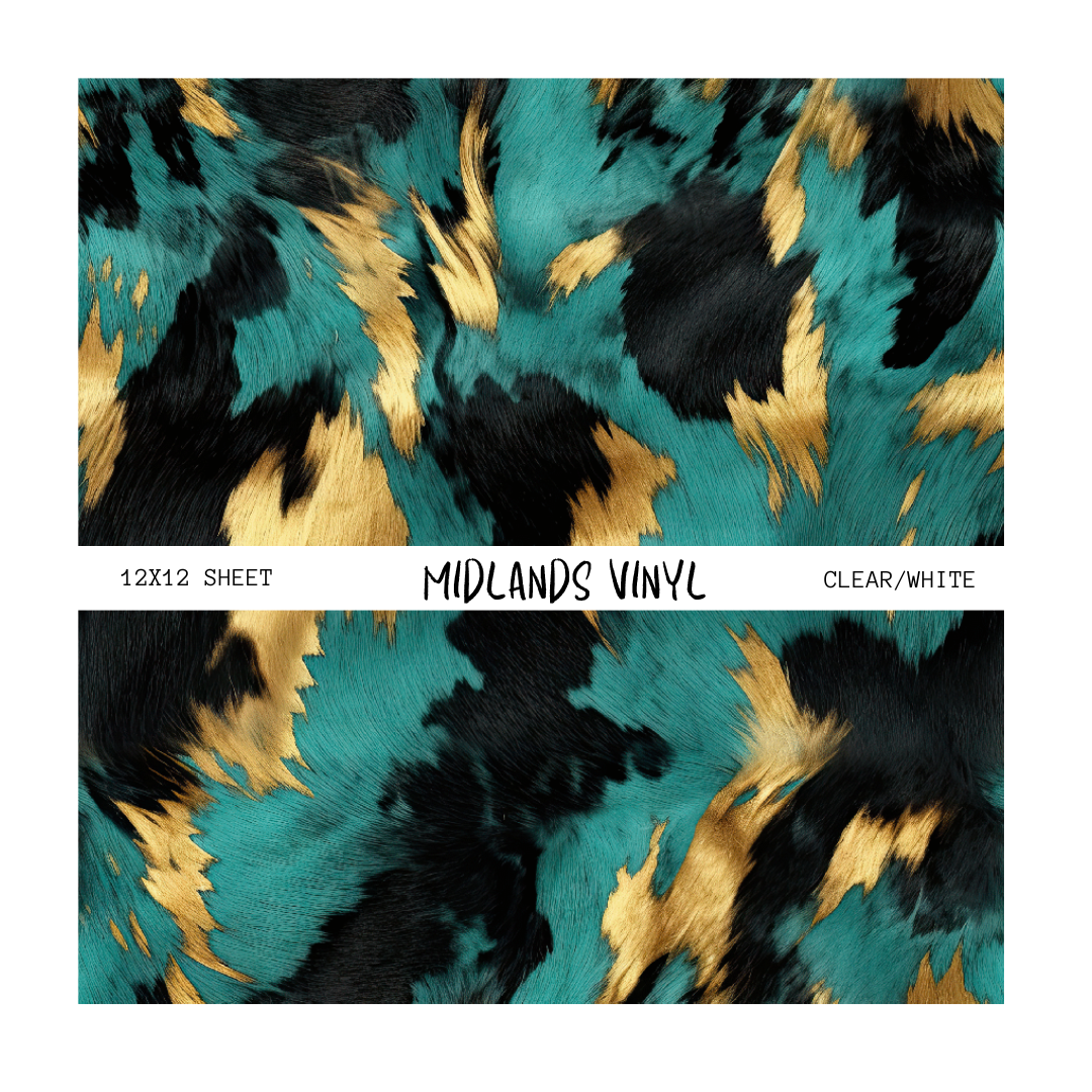 TEAL COWHIDE - ASSORTED PATTERNS