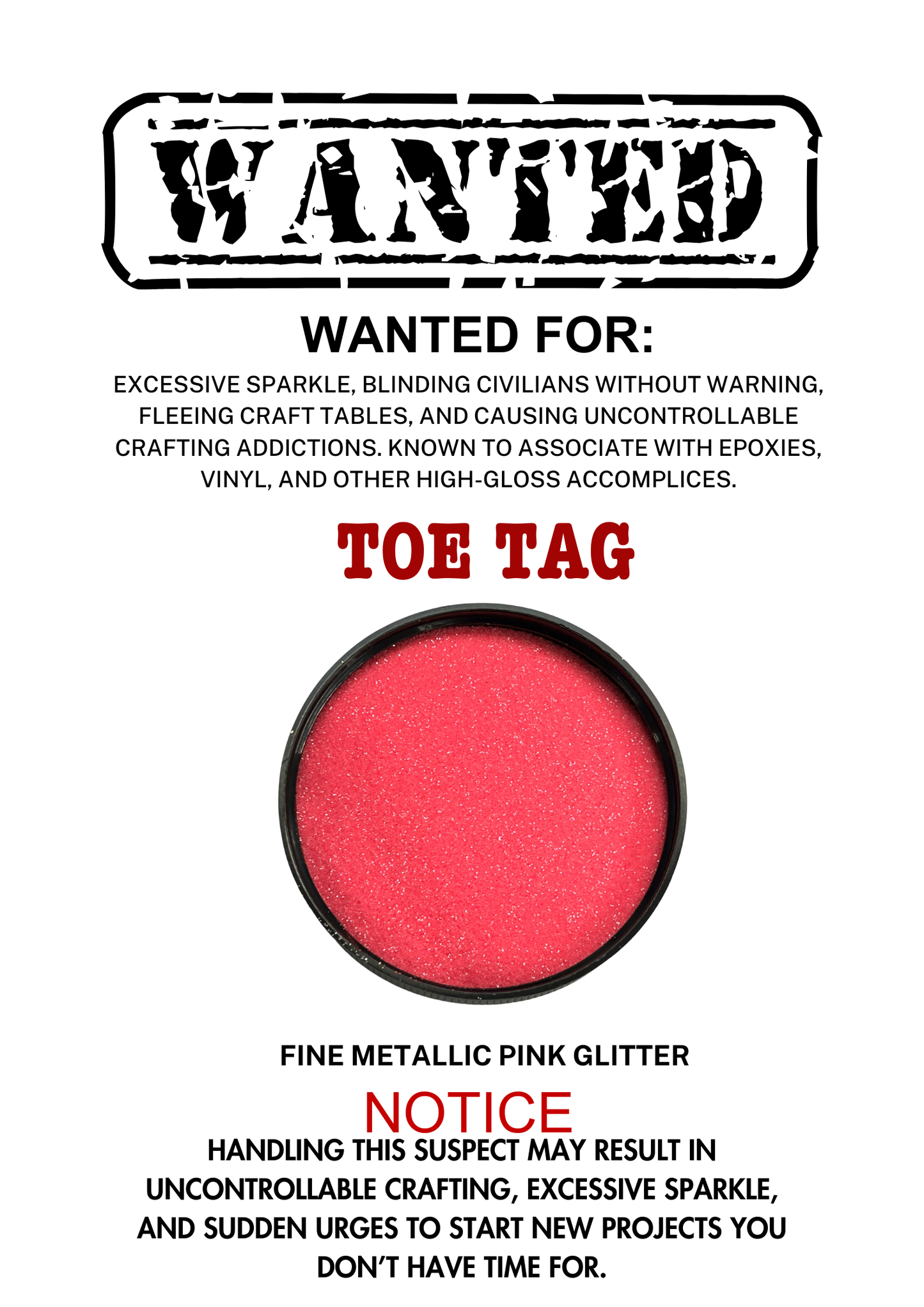 Toe Tag – Pastel Pink Metallic Fine Cut
