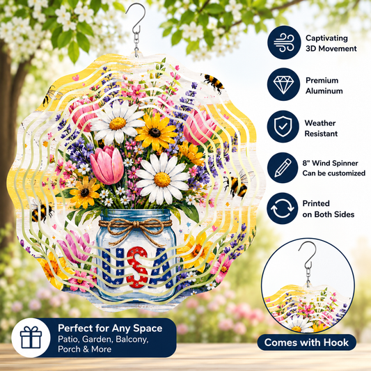 BEE PATRIOTIC 8" WIND SPINNER