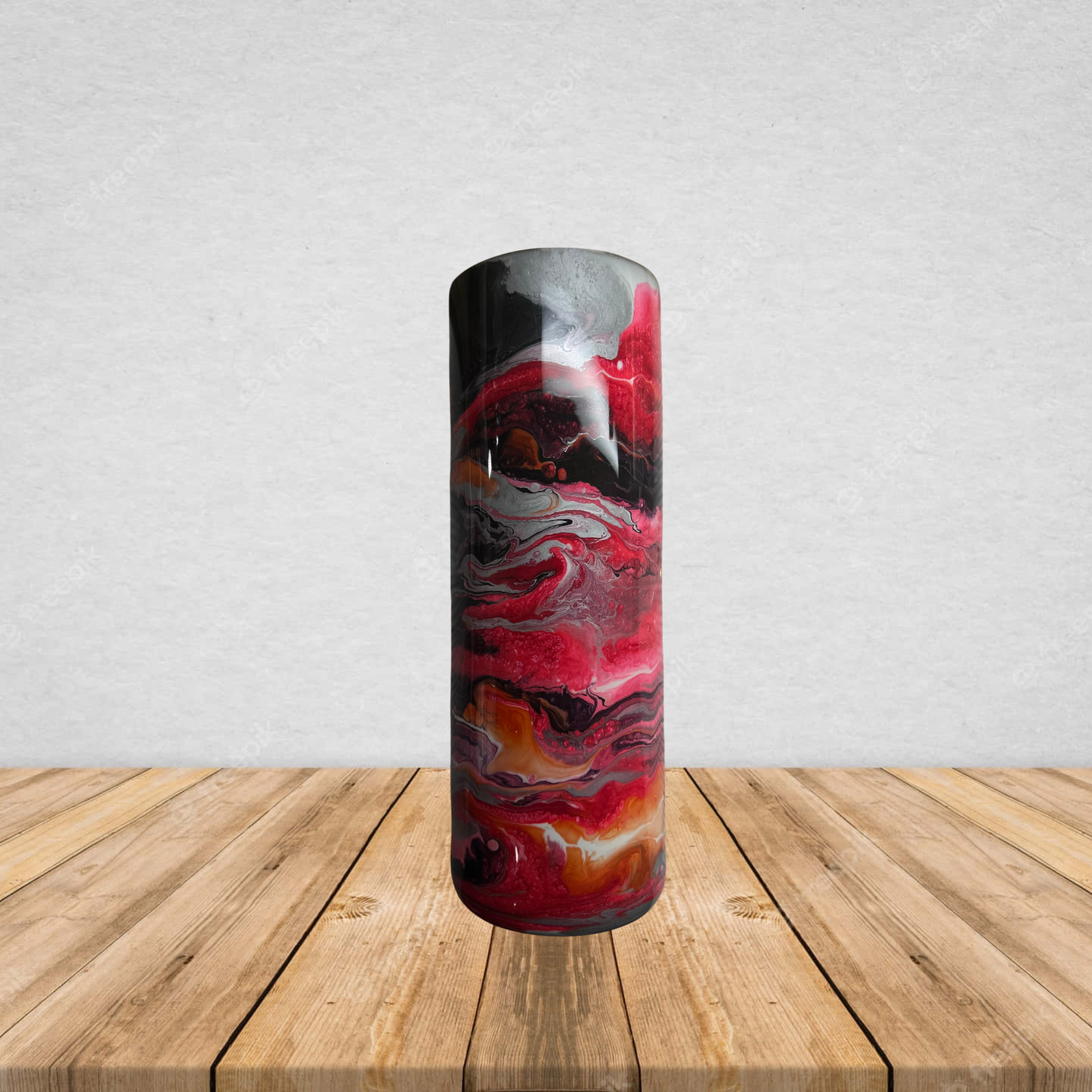 Red/Silver/Black Ink Swirl- 20 oz