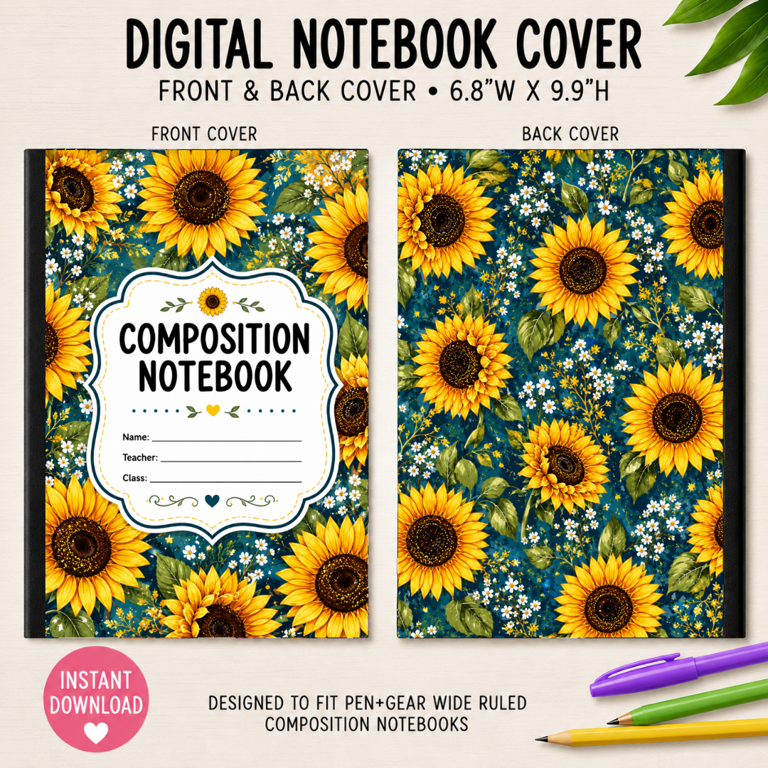 SUNFLOWER - DIGITAL NOTEBOOK COVERS