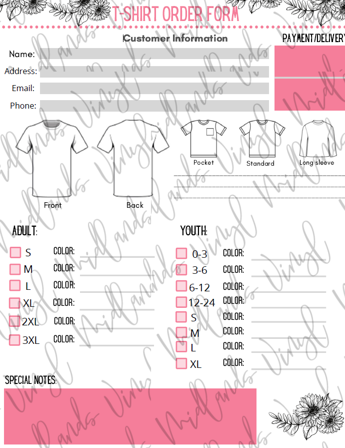 T-Shirt Order Form (PDF)