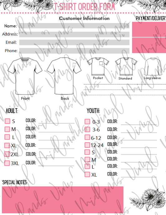 T-Shirt Order Form (PDF)